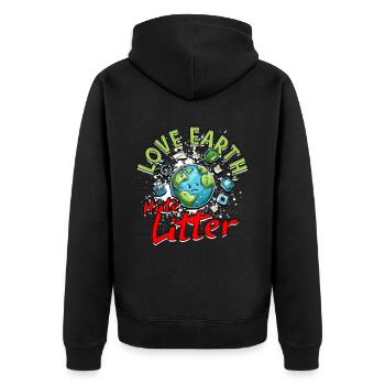 Protection de l’environnement Environnementaliste Amour Terre Haine Litière - Veste à capuche bio Premium Unisexe - noir - Dos - Nico (187cm)