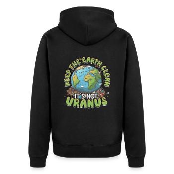Umweltschutz Umweltschützer Recyceln - Unisex Premium Bio Zip Hoodie - Schwarz - Hinten - Nico (187cm)