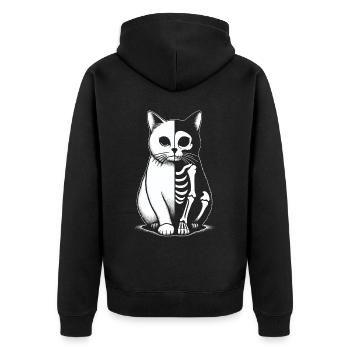 Cat Skeleton Halloween - Unisex Premium Organic Zip Hoodie - black - Back - Nico (187cm)