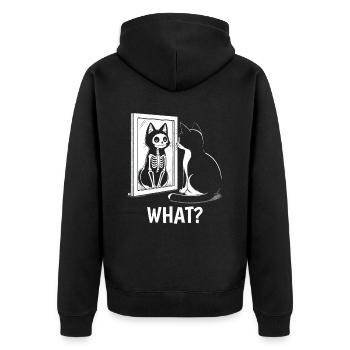 What Katze - Unisex Premium Bio Zip Hoodie - Schwarz - Hinten - Nico (187cm)