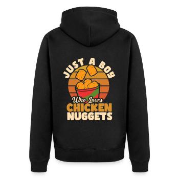 Croquettes de poulet Drôle Amateur de pépites de restauration rapide - Veste à capuche bio Premium Unisexe - noir - Dos - Nico (187cm)