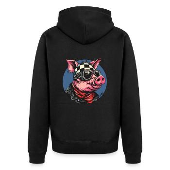 Motard Motard Motard Cochon - Veste à capuche bio Premium Unisexe - noir - Dos - Nico (187cm)