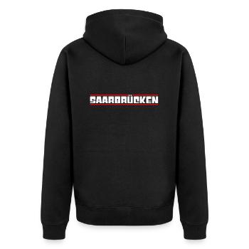 Sarrebruck - Veste à capuche bio Premium Unisexe - noir - Dos - Nico (187cm)