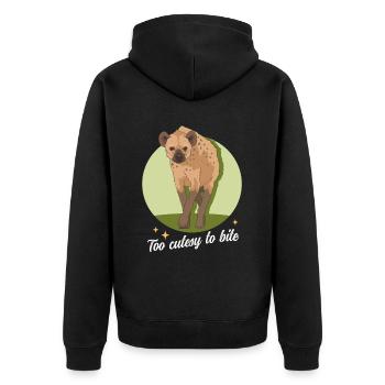 Hyäne Hyänen Tüpfelhyäne Geschenk - Unisex Premium Bio Zip Hoodie - Schwarz - Hinten - Nico (187cm)