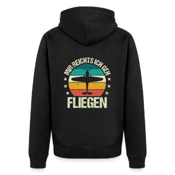 Airplane Tshirt Men's Helicopter Pilot Airplane - Unisex Premium Organic Zip Hoodie - black - Back - Nico (187cm)