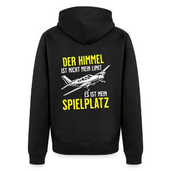 Airplane Tshirt Men's Helicopter Pilot Airplane - Unisex Premium Organic Zip Hoodie - black - Back - Nico (187cm)