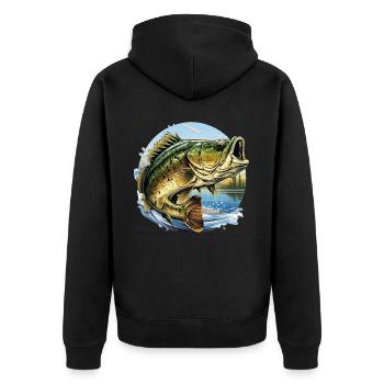Barsch-Fisch - Unisex Premium Bio Zip Hoodie - Schwarz - Hinten - Nico (187cm)