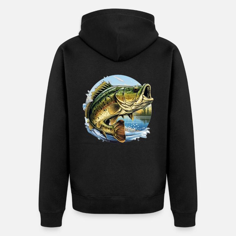 Poisson bar - Veste à capuche bio Premium Unisexe - noir