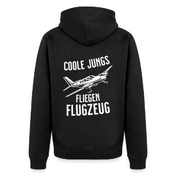 Airplane Tshirt Men's Helicopter Pilot Airplane - Unisex Premium Organic Zip Hoodie - black - Back - Nico (187cm)
