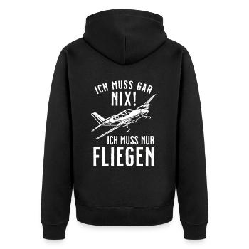 Airplane Tshirt Men's Helicopter Pilot Airplane - Unisex Premium Organic Zip Hoodie - black - Back - Nico (187cm)