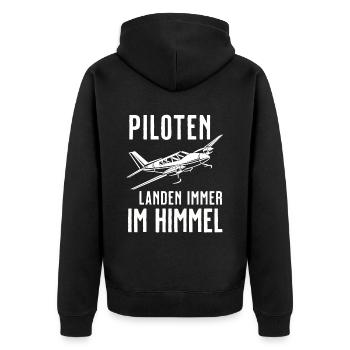 Airplane Tshirt Men's Helicopter Pilot Airplane - Unisex Premium Organic Zip Hoodie - black - Back - Nico (187cm)