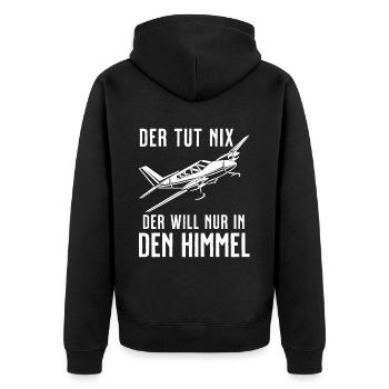 Airplane Tshirt Men's Helicopter Pilot Airplane - Unisex Premium Organic Zip Hoodie - black - Back - Nico (187cm)