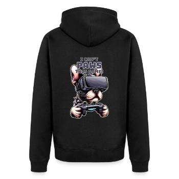 Hunde, Französische Bulldogge Videospiel VR-Brille - Unisex Premium Bio Zip Hoodie - Schwarz - Hinten - Nico (187cm)