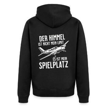 Airplane Tshirt Men's Helicopter Pilot Airplane - Unisex Premium Organic Zip Hoodie - black - Back - Nico (187cm)