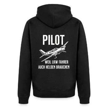 Airplane Tshirt Men's Helicopter Pilot Airplane - Unisex Premium Organic Zip Hoodie - black - Back - Nico (187cm)