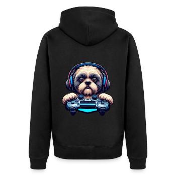 Nerds du jeu, amateurs de chiens Shih Tzu - Veste à capuche bio Premium Unisexe - noir - Dos - Nico (187cm)