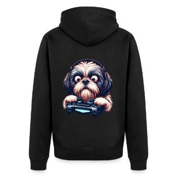 Dog gamers, Dog game freak shih tzu - Veste à capuche bio Premium Unisexe - noir - Dos - Nico (187cm)