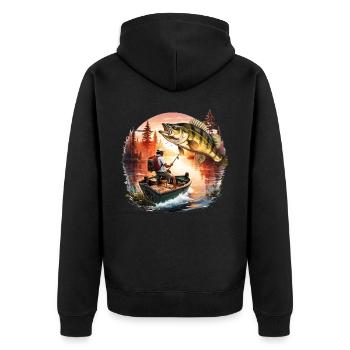 Barsch-Fisch - Unisex Premium Bio Zip Hoodie - Schwarz - Hinten - Nico (187cm)
