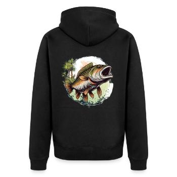 Barsch-Fisch - Unisex Premium Bio Zip Hoodie - Schwarz - Hinten - Nico (187cm)