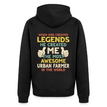 Agriculteur urbain - Veste à capuche bio Premium Unisexe - noir - Dos - Nico (187cm)