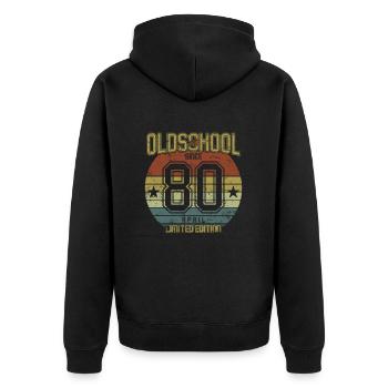 April 1980 - Geburtstag im April Oldschool - Unisex Premium Bio Zip Hoodie - Schwarz - Hinten - Nico (187cm)
