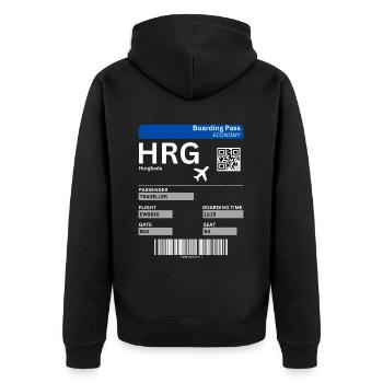 Hurghada Ägypten Flugticket Urlaub Idee - Unisex Premium Bio Zip Hoodie - Schwarz - Hinten - Nico (187cm)