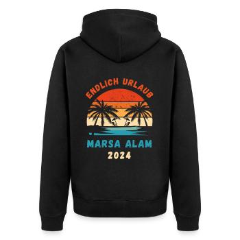 Marsa Alam Urlaub 2024 Ägypten Reise Idee - Unisex Premium Bio Zip Hoodie - Schwarz - Hinten - Nico (187cm)