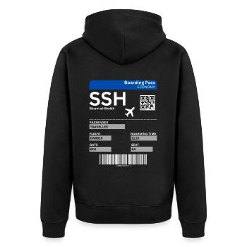 Sharm el-Sheikh Ägypten Flugticket Urlaub Idee - Unisex Premium Bio Zip Hoodie - Schwarz - Hinten - Nico (187cm)