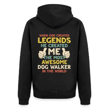Dog Walker Hundegänger - Unisex Premium Bio Zip Hoodie - Schwarz - Hinten - Nico (187cm)