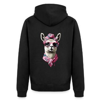 Llama Loving Mom Funny Mom Design - Unisex Premium Organic Zip Hoodie - black - Back - Nico (187cm)