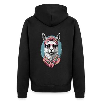 Llama Loving Mom Funny Alpaca Mother's Day - Unisex Premium Organic Zip Hoodie - black - Back - Nico (187cm)