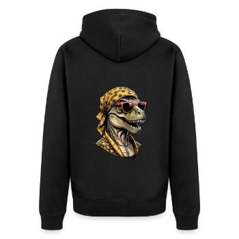 Lustige Dinosaurier Mutter Coole Dino Frau Style - Unisex Premium Bio Zip Hoodie - Schwarz - Hinten - Nico (187cm)