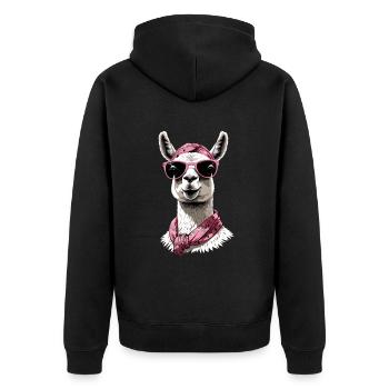 Llama Loving Mom Funny Mom Design - Unisex Premium Organic Zip Hoodie - black - Back - Nico (187cm)