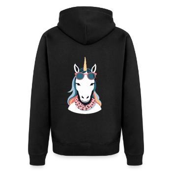 Licorne Maman Licornes Aimant Drôle Élégant - Veste à capuche bio Premium Unisexe - noir - Dos - Nico (187cm)
