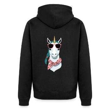 Einhorn Mama Lustige Einhörner Liebende Mutter - Unisex Premium Bio Zip Hoodie - Schwarz - Hinten - Nico (187cm)