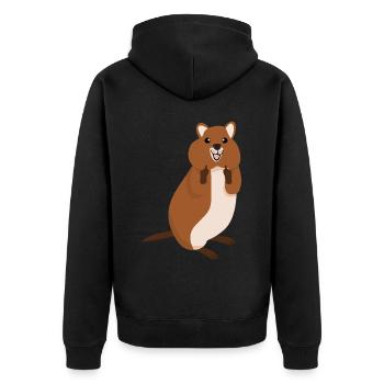 Quokka Middle Finger Quokkas - Unisex Premium Bio Zip Hoodie - Schwarz - Hinten - Nico (187cm)