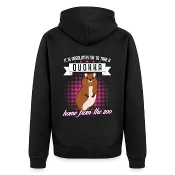 Quokka - Unisex Premium Bio Zip Hoodie - Schwarz - Hinten - Nico (187cm)