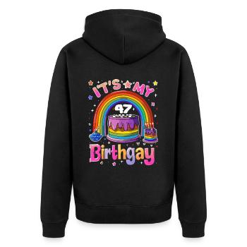 It's my birthgay birth-gay lgbt gay - Unisex Premium Organic Zip Hoodie - black - Back - Nico (187cm)