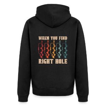 Ice Fishing When You Find Right Hole Frozen Lake - Unisex Premium Organic Zip Hoodie - black - Back - Nico (187cm)