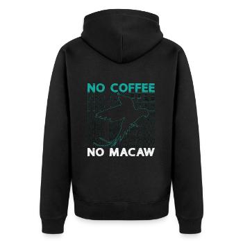 Macaw Lover No Coffee No Ornithology Coffee Lover - Unisex Premium Organic Zip Hoodie - black - Back - Nico (187cm)