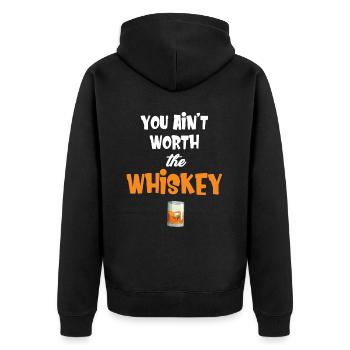 Du Bist Den Whiskey Bourbon Trinker Tequila Wodka - Unisex Premium Bio Zip Hoodie - Schwarz - Hinten - Nico (187cm)