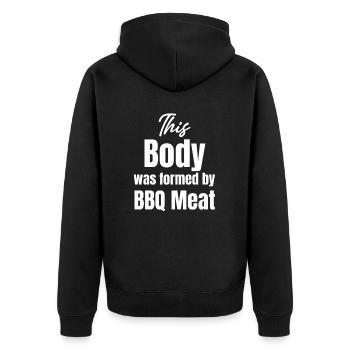 Dieser Körper Wurde Von - Unisex Premium Bio Zip Hoodie - Schwarz - Hinten - Nico (187cm)