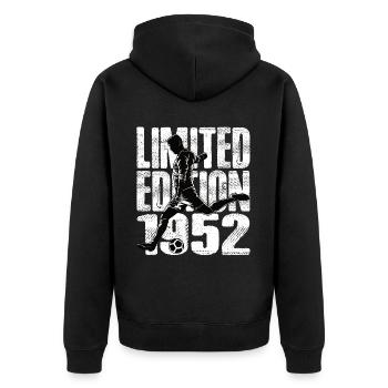 Limited Edition 1952 Limited Edition Fußball - Unisex Premium Bio Zip Hoodie - Schwarz - Hinten - Nico (187cm)
