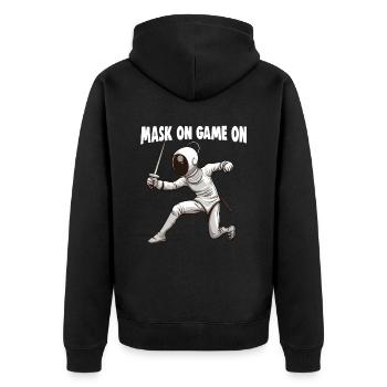 Masque Fencer Sport Design Sur Jeu Sur L’escrime De Combat - Veste à capuche bio Premium Unisexe - noir - Dos - Nico (187cm)