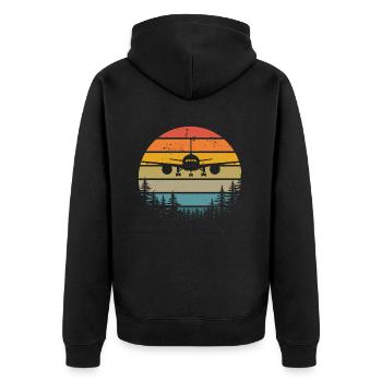 Airplane Tshirt Men's Helicopter Pilot Airplane - Unisex Premium Organic Zip Hoodie - black - Back - Nico (187cm)