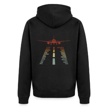 Airplane Tshirt Men's Helicopter Pilot Airplane - Unisex Premium Organic Zip Hoodie - black - Back - Nico (187cm)