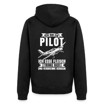 Airplane Tshirt Men's Helicopter Pilot Airplane - Unisex Premium Organic Zip Hoodie - black - Back - Nico (187cm)