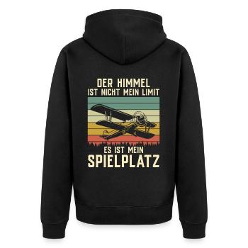 Airplane Tshirt Men's Helicopter Pilot Airplane - Unisex Premium Organic Zip Hoodie - black - Back - Nico (187cm)