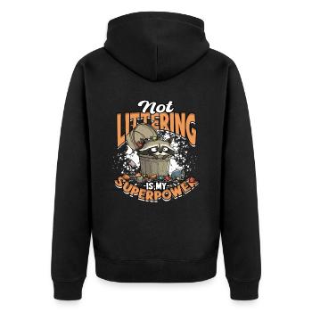 La protection de l’environnement, pas les déchets, c’est mon super pouvoir - Veste à capuche bio Premium Unisexe - noir - Dos - Nico (187cm)