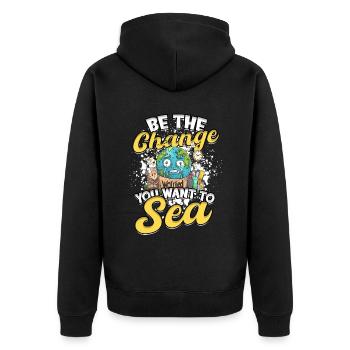 Umweltschutz Umweltschützer Recyceln - Unisex Premium Bio Zip Hoodie - Schwarz - Hinten - Nico (187cm)